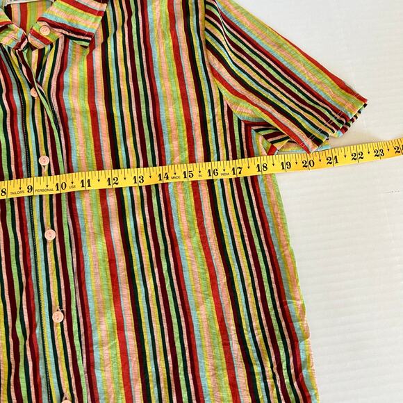 Urban Outfitters Multi Striped Chiffon Button Down Shirt Women's Large - Picture 8 of 10